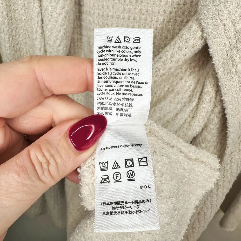 Barefoot Dreams Cozy Chic Lite Coastal Soft Knit Bisque Cardigan Sweater Medium - Picture 14 of 14